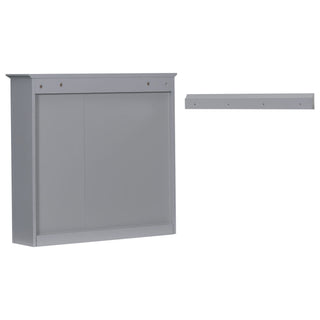 Bathroom Vanity With Top Sink, Freestanding Storage Cabinet With 2 Doors And 3 Drawers, Mirror Cabinet Included - Gray