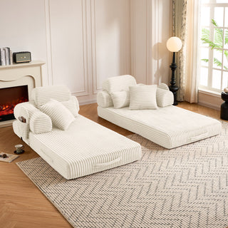 Convertible Sleeper Sofa With & Side Storage Pocket, Foldable Upholstered Couch For Living Room