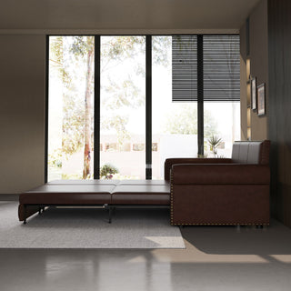 3 In 1 Convertible Sleeper Sofa With Nailhead Trim & Rolled Arm