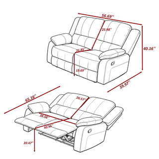 2 Seat Manual Reclining Loveseat With 150° Recline & Footrest - Black