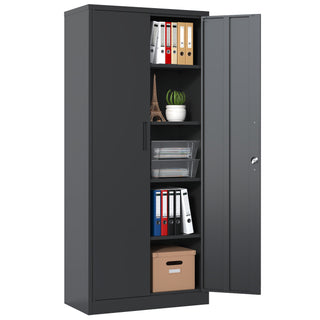 Heavy Metal Garage Storage Cabinet With Locking Doors, Steel, Adjustable Shelves