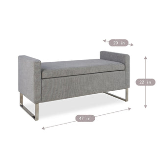 Upholstered Ottoman Bench With Storage - Dark Gray