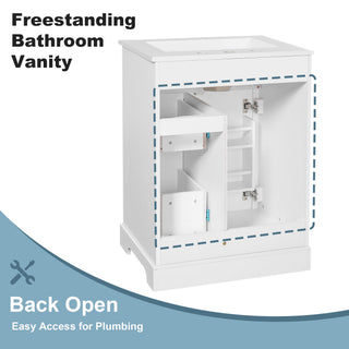 Modern Bathroom Vanity With Sink, 3 Drawers & Cabinet With 2 Tier Door Storage