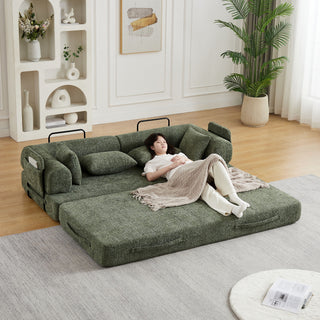 Convertible Sleeper Sofa Bed With Cylindrical Pillow