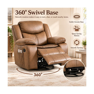 Rocker Recliner Chair With Manual Recline And 360° Swivel Base