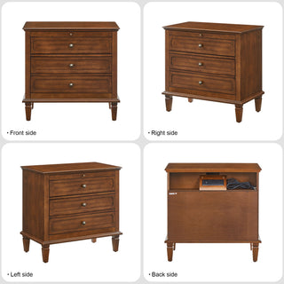 3 Drawer Nightstand With Charging Station, Bedside Table With USB & Type C Port And 2 AC Outlets