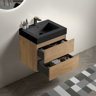 Alice - Natural Oak Bathroom Vanity With Sink, Large Storage Wall Mounted Floating Bathroom Vanity For Modern Bathroom, One-Piece Sink Basin Without Drain