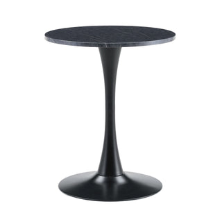 Round Dining Table With Faux Marble Top And Metal Pedestal +, 23.6" Diameter For Kitchen, Living Room, Small Spaces