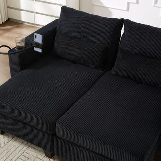 Convertible Chaise Lounge Sofa Chair With USB Ports, Cup Holders, Phone Holder And Storage