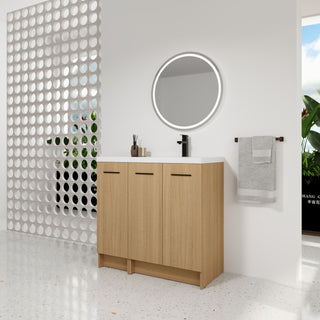 Wall Mounted Floating Bathroom Vanity With Sink, 3 Door Modular Cabinet