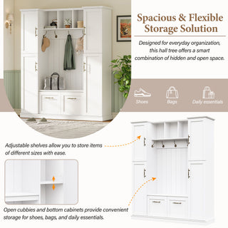 Hall Tree With 4 Side Cabinets