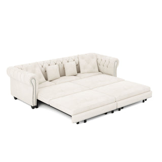 3 In 1 Pull Out Convertible Sleeper Sofa Bed, King Size, Chaise Lounge