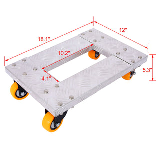 Heavy Duty Furniture Dolly Trolley Car, Aluminum Frame With 3" Tpu Professional Casters, Brake Option