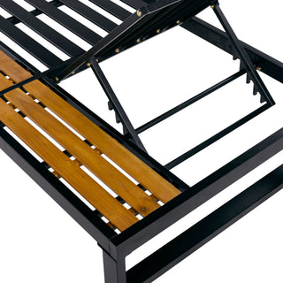 Chaise Lounge Set, 5 Position Adjustable, Flat Side Surface Storage