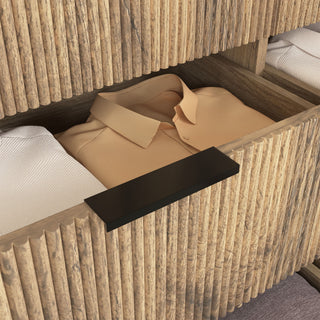 Modern 6 Drawer Cabinet With Metal Rounded Corners And Exquisite Handles Multi Functional Storage - Natural Wood