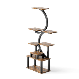 8 Tier Indoor Plant Stand With 5 Grow Lights For Living Room - Rustic Brown