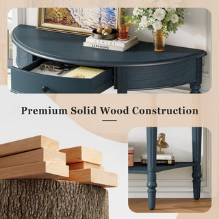Half Moon Console Table With Drawer & Shelf