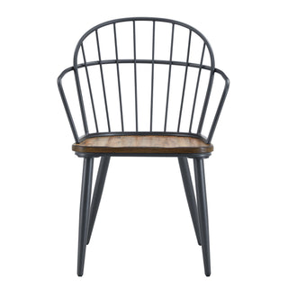 Industrial Inspired Indoor Dining Chair With Metal Legs And Birch (Set of 2) - Black / Natural