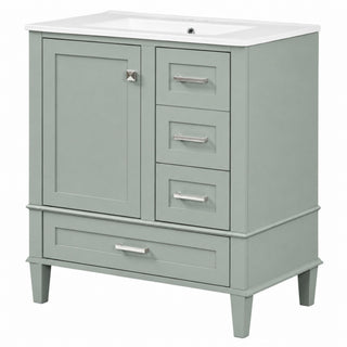 Bathroom Vanity With Sink, Soft Closing Door And Drawers - Light Green
