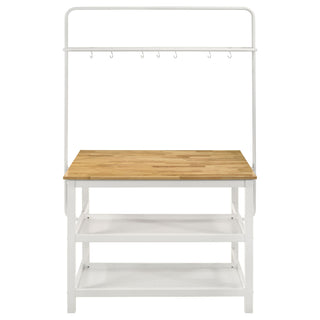 Cowichan - Kitchen Island Counter Table With Pot Rack - White