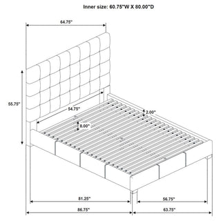 Queen Panel Platform Bed With Grid Tufted Headboard - Tan