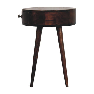 Circular Shaped Bedside Table - Walnut