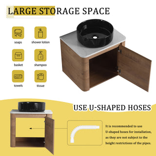 Wall Mounted Bathroom Vanity With Art Sink & 1 Soft Close Door