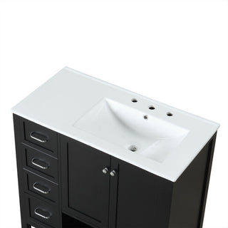 Bathroom Vanity With Sink Top, Bathroom Vanity Cabinet With 2 Doors And 2 Drawers, Open Shelf