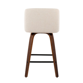 Toriano - Mid Century Modern Fixed Height Counter Stool & Square Footrest (Set of 2)