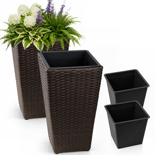Solhome - Indoor / Outdoor Decorative Planter With Removable Insert (Set of 2) - Brown Ebony