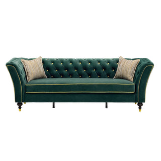 3 Person Sofa With Deep Seat, Tufted Backrest