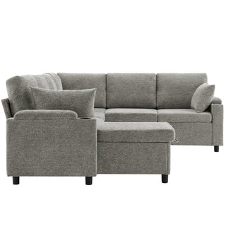 U-Shaped Sectional Sleeper Sofa With Ample Storage Space, 2 Cup Holders And Charging Ports For Living Room