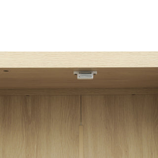 4 Door Storage Cabinet With 1 Drawer And 4 Adjustable Inner Shelves - Natural
