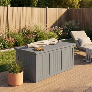 Outdoor Deck Box, Storage With Seat & Table Top