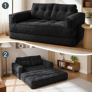 2 Seater Modular Corduroy Sofa With Chaise Lounge For Living Room