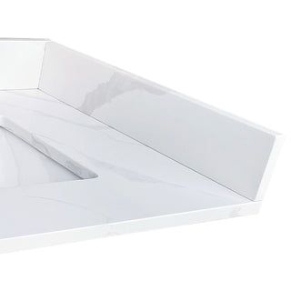 Side Splash With Backsplash For Bathroom Vanity Top - White