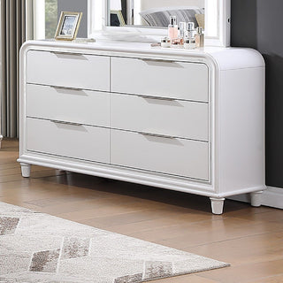 Pearl Dresser With Mirror 6 Drawers Spacious Storage - White