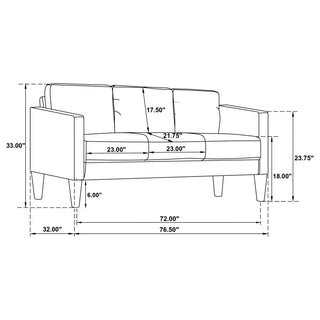 Ruth - 2 Piece Track Arm Sofa Set With Cushions - Black