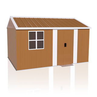 Heavy Duty Metal Storage Shed With Windows And Lockable Door, Weatherproof Outdoor Garden Shed