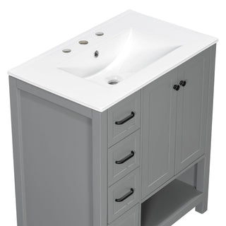Bathroom Vanity With Sink Top, Bathroom Vanity Cabinet With 2 Doors And 2 Drawers, Open Shelf