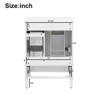 Bathroom Vanity With Integrated Basin, Soft Close Drawers, Door Mounted Double Layer Shelf