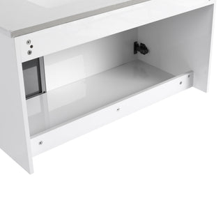 36" (35 1 / 4") Wall Mounted Bathroom Vanity, Cabinet With Half Door (Excluding Sink) - Glossy White