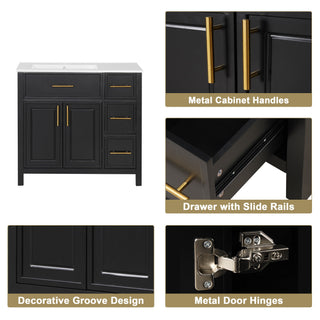 Modern Bathroom Vanity With Sink Top, 2 Doors And 3 Drawers