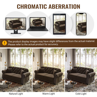 Upholstered Chesterfield Sofa With Nailhead Trim And Rolled Armrests