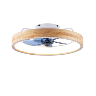Ceiling Fans With Lights And Remote, 3000 - 6500K Dimmable Flush Mount LED Fan Light, 6 Speeds, Quiet DC Motor For Living Room - Matte White / Natural Wood