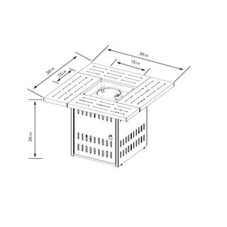 Propane Gas Fire Pit Table, 50000 Btu, Rectangular For Outside - Black