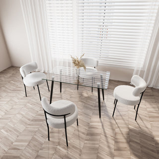 Modern Minimalist Rectangular Glass Dining Table With Tempered Glass Top Metal Legs, For 4 - 6 - Transparent