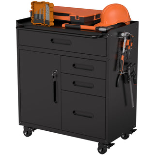 Rolling Tool Cabinet Heavy Duty Garage Storage With Lockable Doors & Drawers