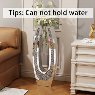 U - Shaped Floor Vase With Shattered Diamond Mirror Surface