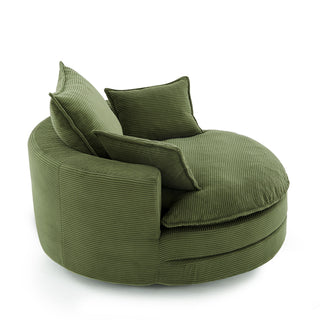 360° Swivel Accent Barrel Chair With Dual Layer Cushion And 3 Removable Pillows